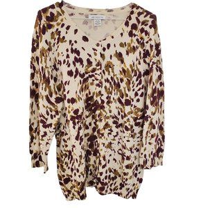 Liz Claiborne Speckled Abstract Colour Detail Sweater Button Front Cardigan